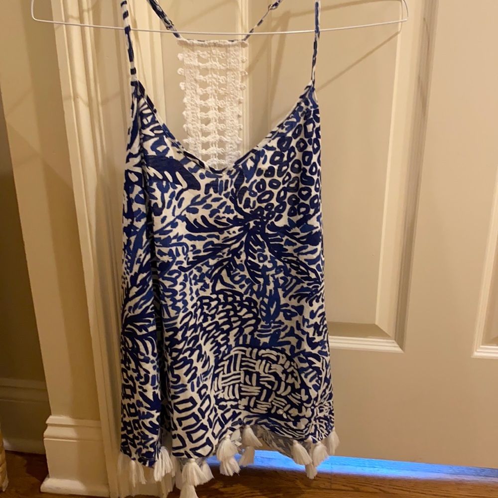 Lilly Pulitzer Top with tassels.